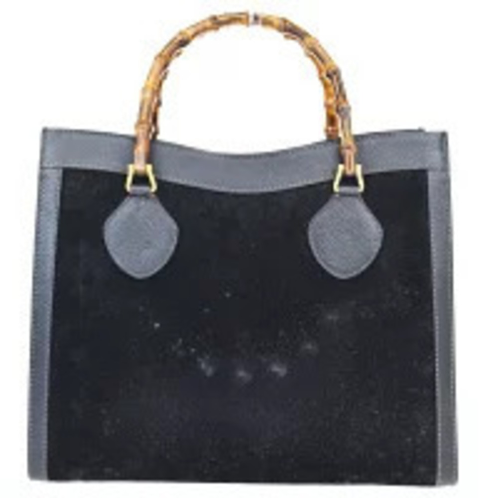 Gucci Bamboo Suede Handbag Black